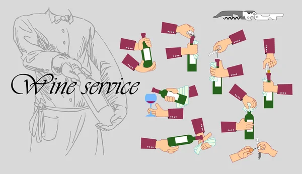 Wein Service Infografik flachen Stil — Stockvektor