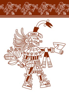 kontur deseni maya, Aztek ve kakao nibs kahverengi renk