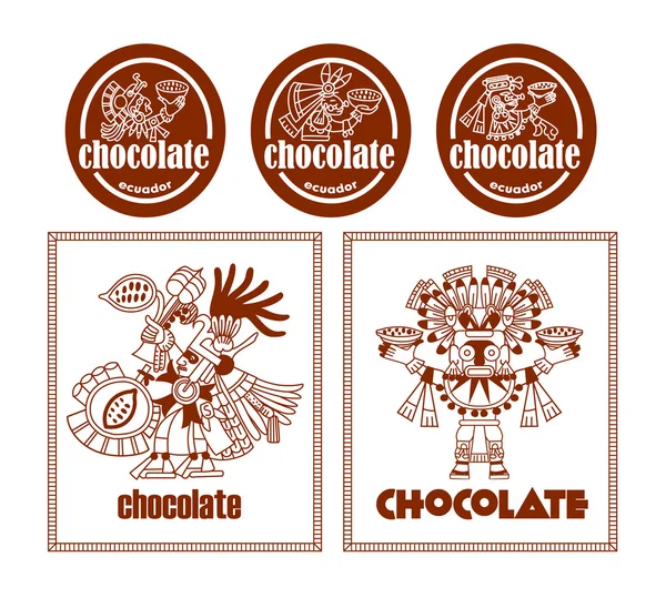 Sketch design cacao and chocolate package set with decorate elem — Stock Vector