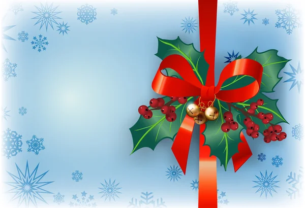 Biglietto di auguri di Natale con cornice fiocco di neve, sfondo blu, r — Vettoriale Stock