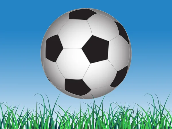 Banner zum Weltfußballtag mit dem Ball auf dem Rasen — Stockvektor