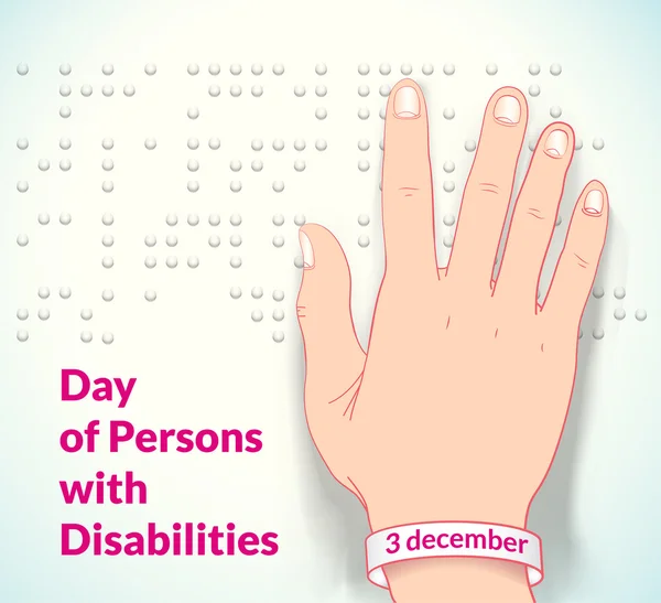 Cartaz para dia mundial de pessoas com deficiência com homem cego — Vetor de Stock