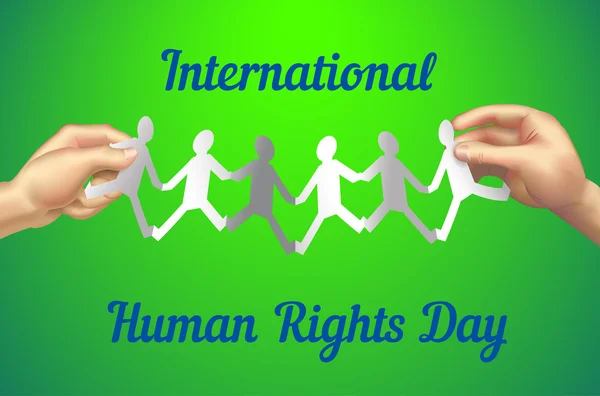 Poster to world Human Rights Day with human hands holding cut fr — Stock Vector