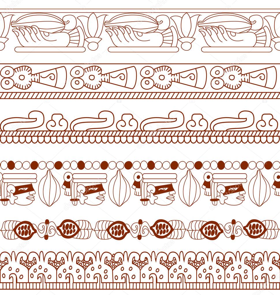 sketch drawing aztec cacao bean, leaves, nibs, pattern set