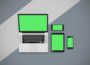  Dizüstü bilgisayar, dijital tablet ve akıllı telefon.