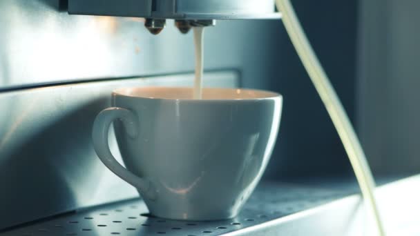 Cappuccino in der Kaffeemaschine zubereiten — Stockvideo