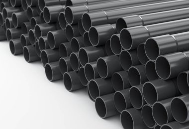 Depodaki plastik soket boruları.