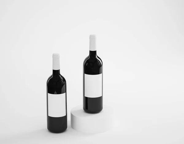 Duas garrafas de vinho tinto mockup. — Fotografia de Stock