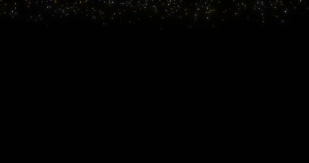 Silver and gold falling confetti over black background. — Stock Video