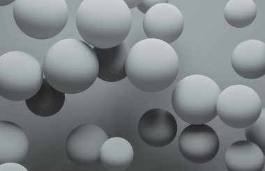 Havada yüzen gri topların soyut arkaplanı.