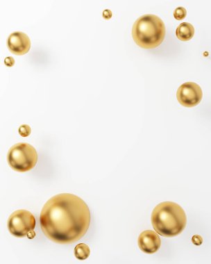 Uzay ve altın toplarla soyut bir arkaplan. Üst görünüm.