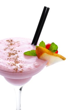 Cocktail with fresh fruits and ice cream clipart