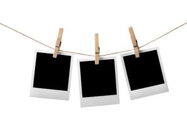 Clothesline üzerinde üç anlık fotoğraf