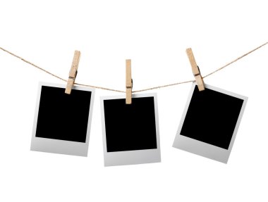 Clothesline üzerinde üç anlık fotoğraf