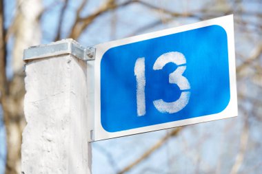 Number 13 on road column clipart