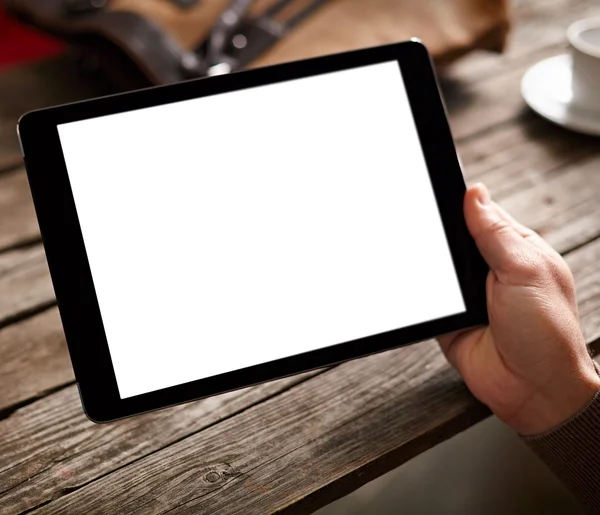 Digital tablet computer in male hand — Stock Photo, Image