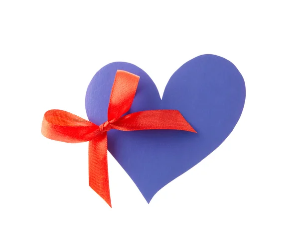 Blue paper heart with bow — Stock Photo, Image