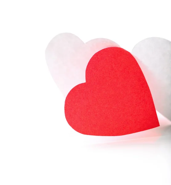 Dos corazones de papel blanco — Foto de Stock