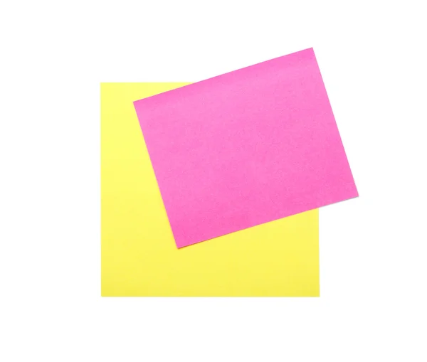 Papel de nota en blanco amarillo y rosa — Foto de Stock