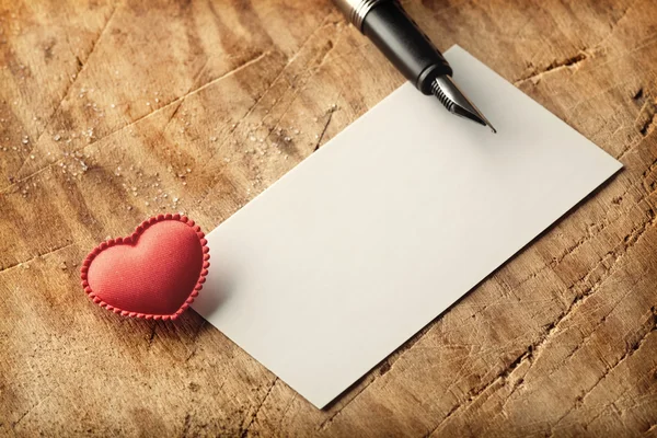 Blank business card and red heart — Stock Photo, Image