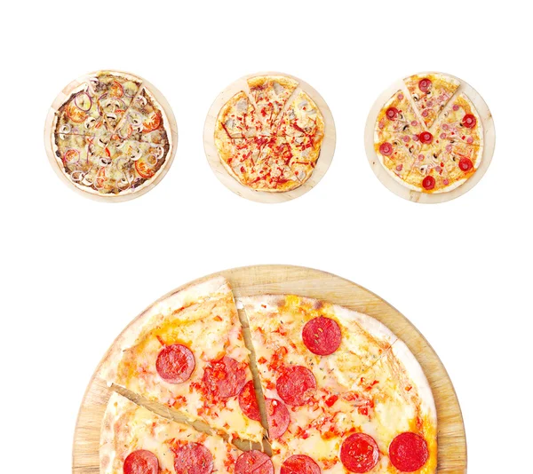 Zestaw czterech różnych pizzy — Zdjęcie stockowe