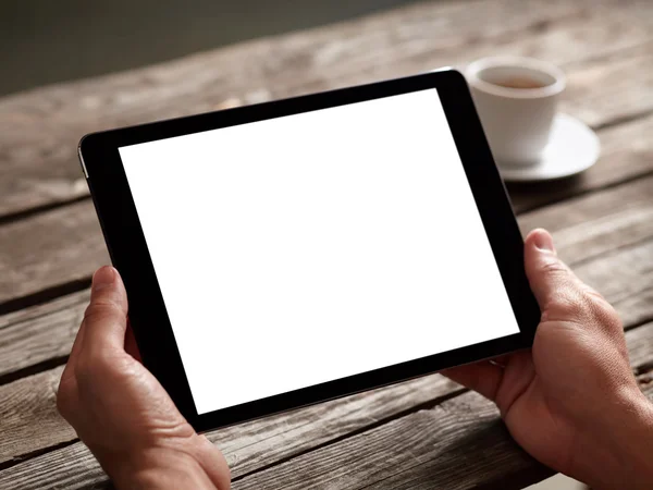 Tablet bilgisayar erkek elinde