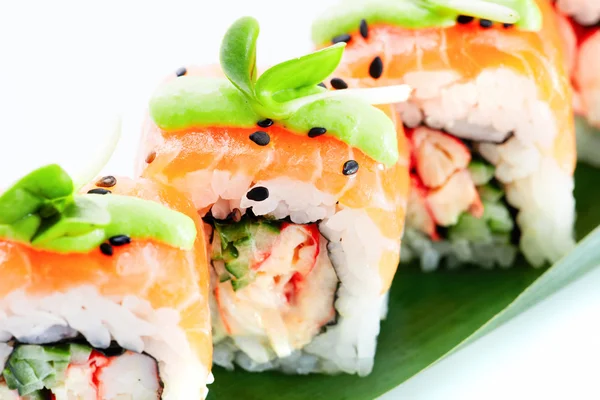 Sushi rolls with fresh salmon — Stock Photo, Image