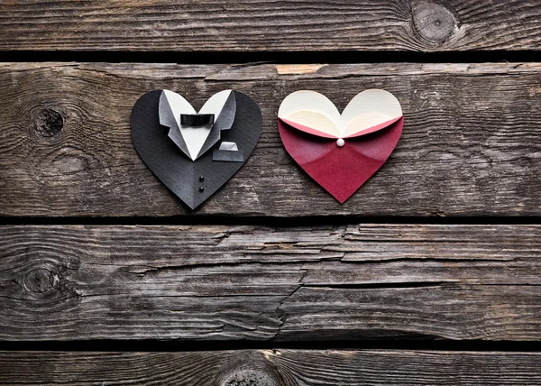 Symbolic male and female heart shapes — Stock Photo, Image