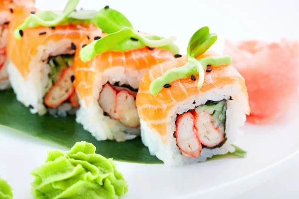 Sushi rolls with fresh salmon