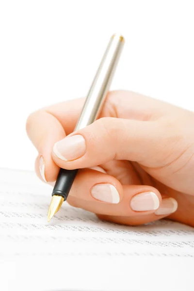 Woman hand showing statistics paper