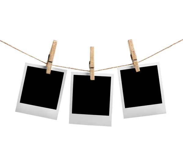 Clothesline üzerinde üç anlık fotoğraf