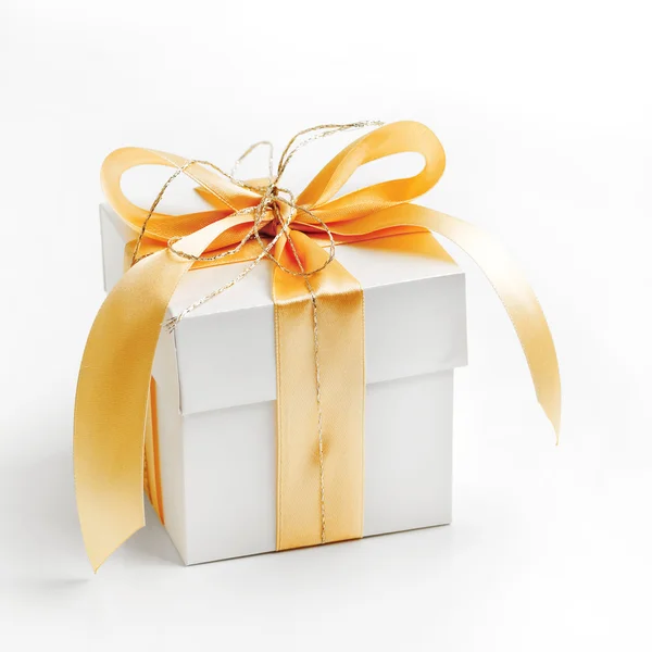 Single white gift box Stock Image