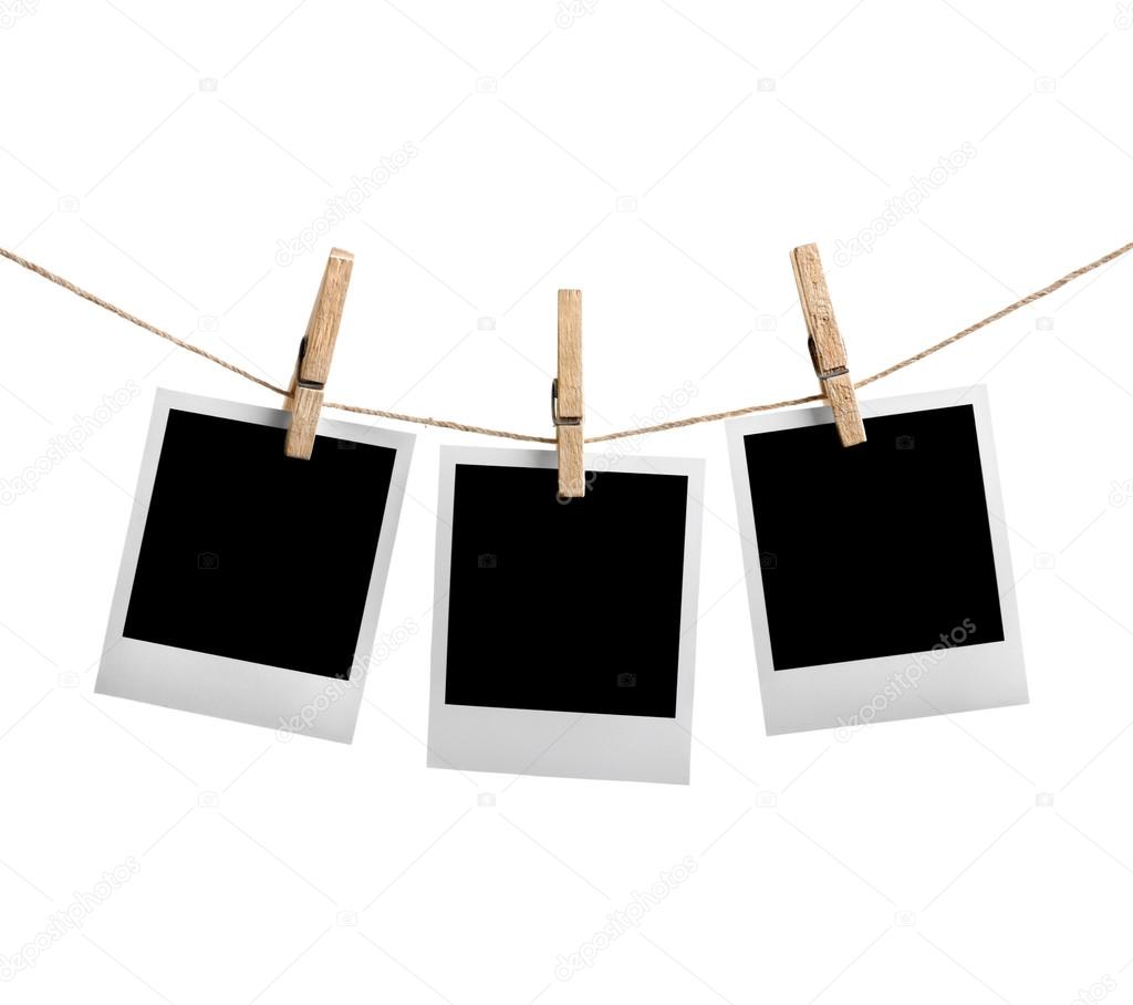 Three instant photos on the clothesline