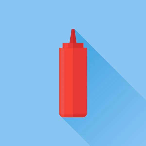 Röd flaska med tomat ketchup flat ikonen — Stock vektor