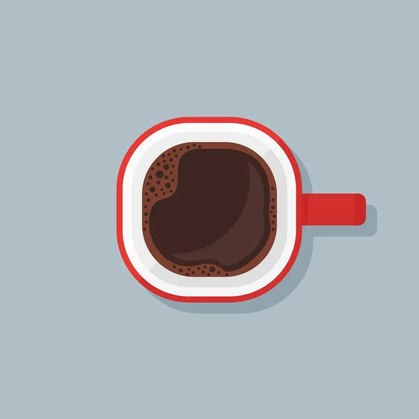 Copo vermelho com café preto — Vetor de Stock