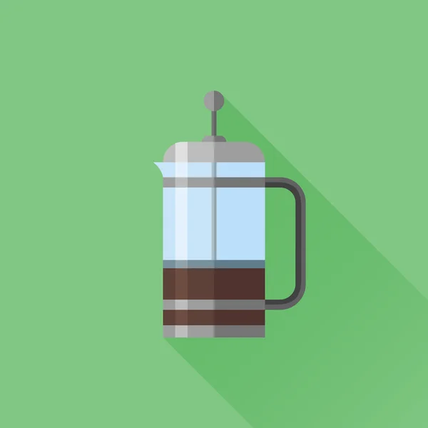 Icono plano de prensa francesa. Cafetera . — Vector de stock