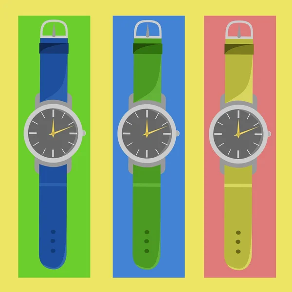 Relojes de diferentes colores — Vector de stock