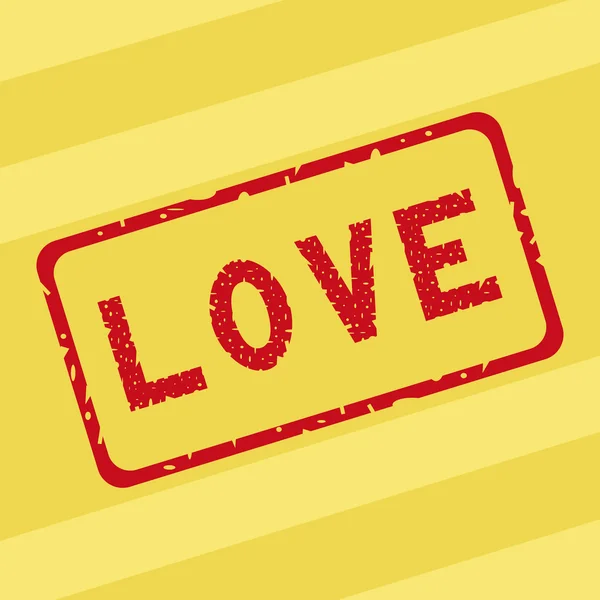 Love stamp on yellow background — Stock Vector