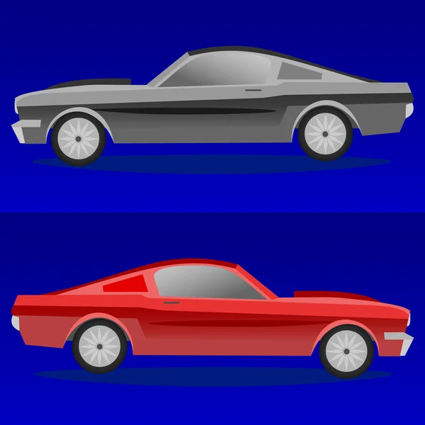 Voiture musculaire américaine. Présentation de voiture vue latérale — Image vectorielle