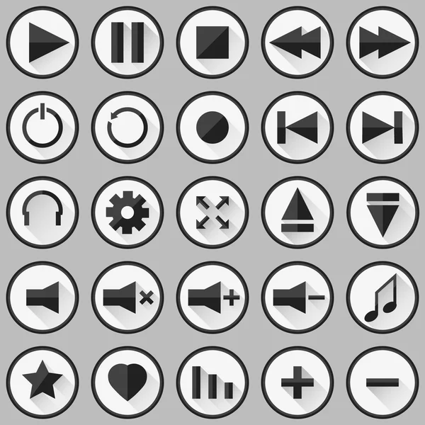 Media player knoppen. Plat pictogrammen — Stockvector