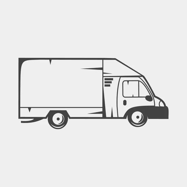 Vrachtwagen zwart-wit pictogram — Stockvector