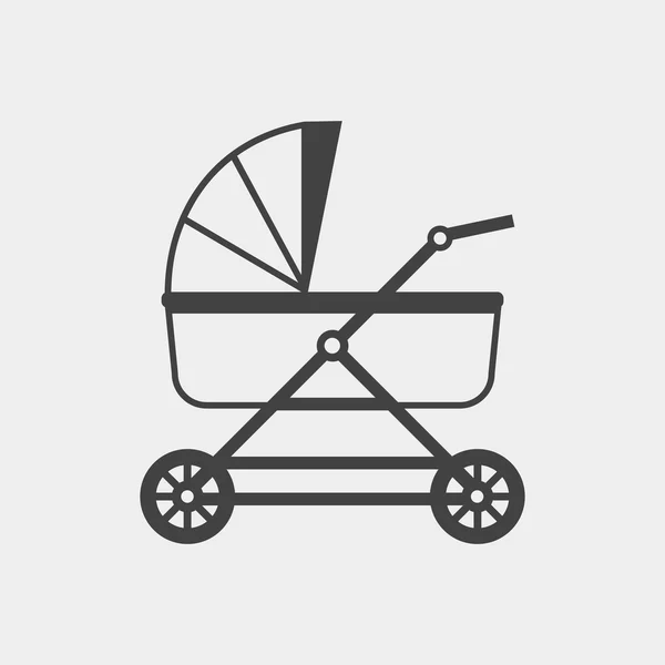 Baby carrozzina icona monocromatica — Vettoriale Stock