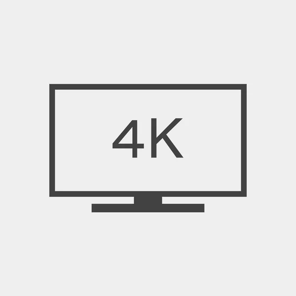 4 k televizyon veya bilgisayar monitörü tek renkli simge — Stok Vektör