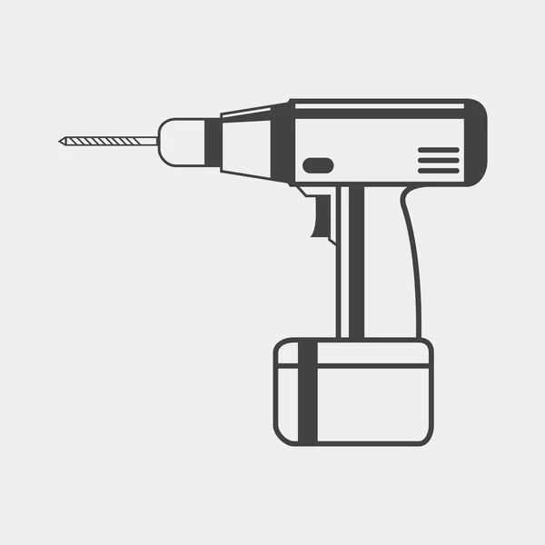 Trapano elettrico a mano icona monocromatica — Vettoriale Stock