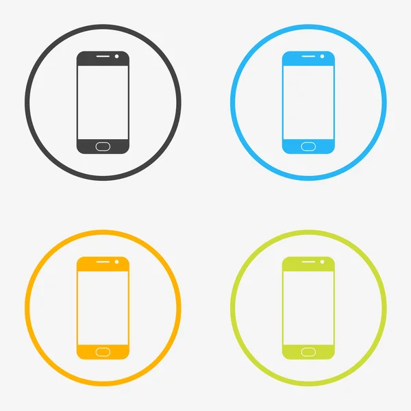 Mobile phone round icons in different colors — Stok Vektör