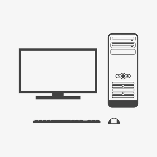 Desktop computer monochrome icon — Stock Vector