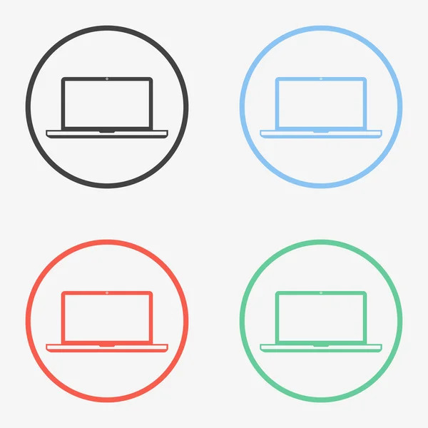 Iconos redondos portátiles en diferentes colores — Vector de stock