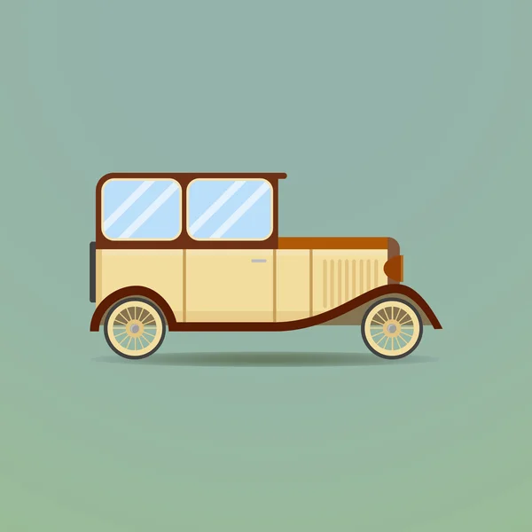 Un viejo auto antiguo. Icono de transporte. Ilustración de vector de estilo plano — Vector de stock