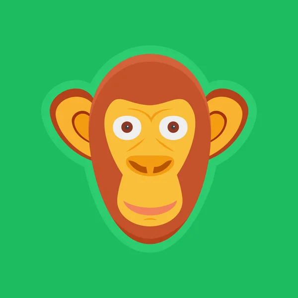 Macaco cabeça vetor ilustração no fundo verde — Vetor de Stock