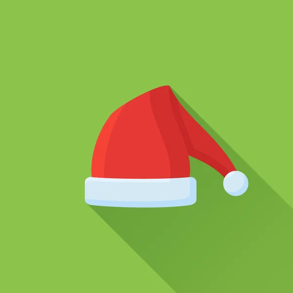 Santa Claus şapka düz simgesi — Stok Vektör